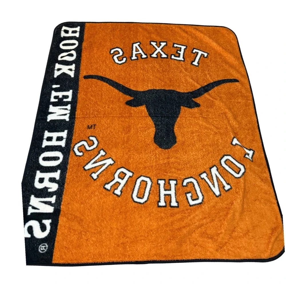 Texas Longhorns‎ Hook Em Horns Plush Throw Blanket Burnt Orange Black 46x60 NCAA